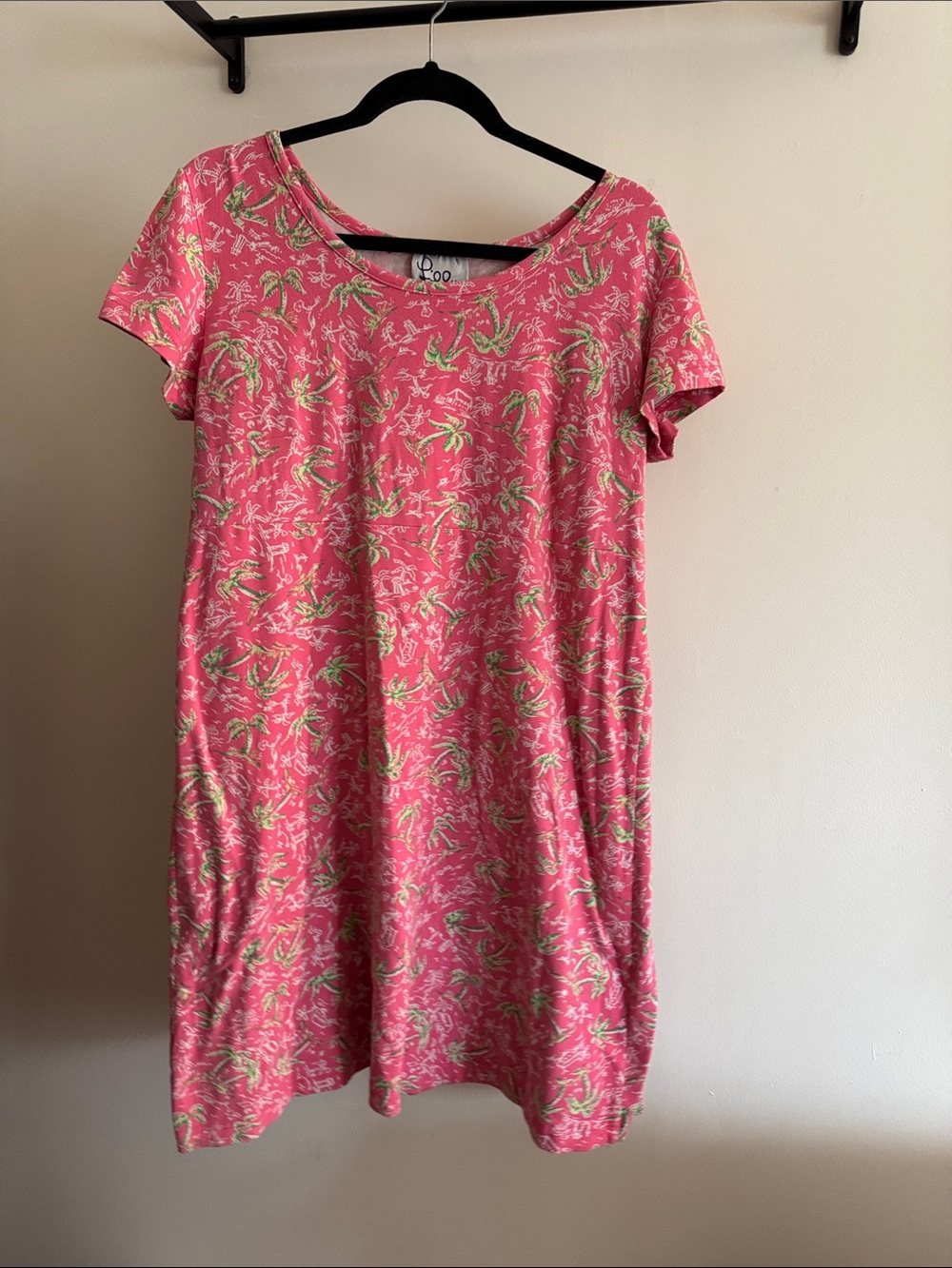 Lilly Pulitzer Pink Mini Dress with Lime Green Floral Print